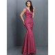 Mermaid Gorgeous V-neck Hand-Made Flower Sleeveless Long Taffeta Bridesmaid Dresses