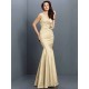 Mermaid Gorgeous V-neck Hand-Made Flower Sleeveless Long Taffeta Bridesmaid Dresses