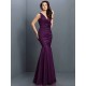 Mermaid Gorgeous V-neck Hand-Made Flower Sleeveless Long Taffeta Bridesmaid Dresses