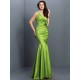 Mermaid Gorgeous V-neck Hand-Made Flower Sleeveless Long Taffeta Bridesmaid Dresses