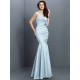 Mermaid Gorgeous V-neck Hand-Made Flower Sleeveless Long Taffeta Bridesmaid Dresses