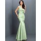 Mermaid Gorgeous V-neck Hand-Made Flower Sleeveless Long Taffeta Bridesmaid Dresses