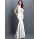 Mermaid Gorgeous V-neck Hand-Made Flower Sleeveless Long Taffeta Bridesmaid Dresses