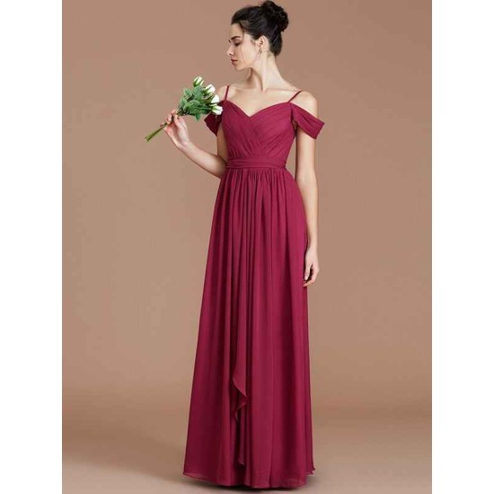 Charming Off-the-Shoulder Sleeveless Ruched Chiffon Bridesmaid Dresses