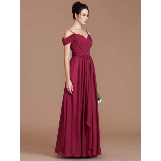 Charming Off-the-Shoulder Sleeveless Ruched Chiffon Bridesmaid Dresses