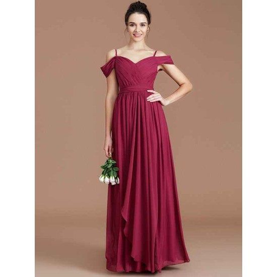 Charming Off-the-Shoulder Sleeveless Ruched Chiffon Bridesmaid Dresses