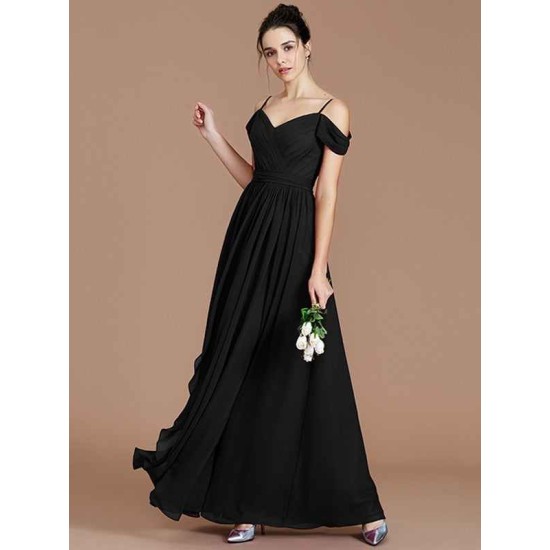 Charming Off-the-Shoulder Sleeveless Ruched Chiffon Bridesmaid Dresses