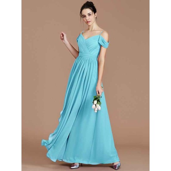 Charming Off-the-Shoulder Sleeveless Ruched Chiffon Bridesmaid Dresses