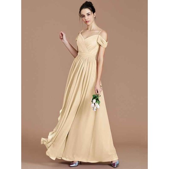 Charming Off-the-Shoulder Sleeveless Ruched Chiffon Bridesmaid Dresses
