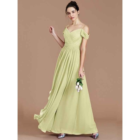 Charming Off-the-Shoulder Sleeveless Ruched Chiffon Bridesmaid Dresses