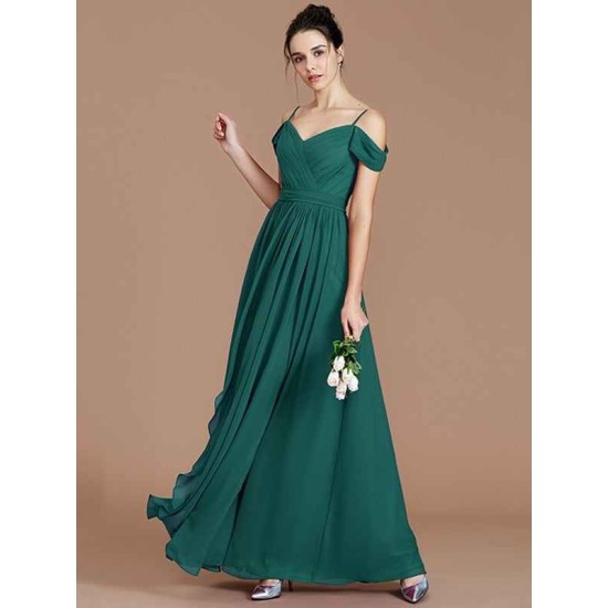 Charming Off-the-Shoulder Sleeveless Ruched Chiffon Bridesmaid Dresses