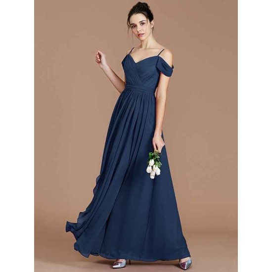 Charming Off-the-Shoulder Sleeveless Ruched Chiffon Bridesmaid Dresses