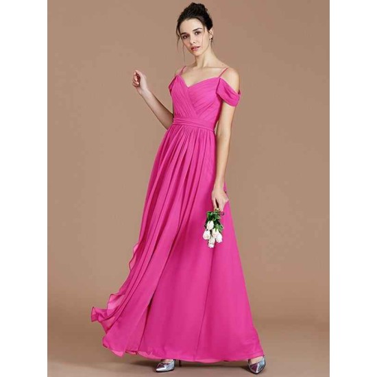 Charming Off-the-Shoulder Sleeveless Ruched Chiffon Bridesmaid Dresses
