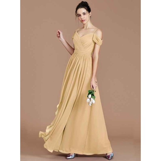 Charming Off-the-Shoulder Sleeveless Ruched Chiffon Bridesmaid Dresses