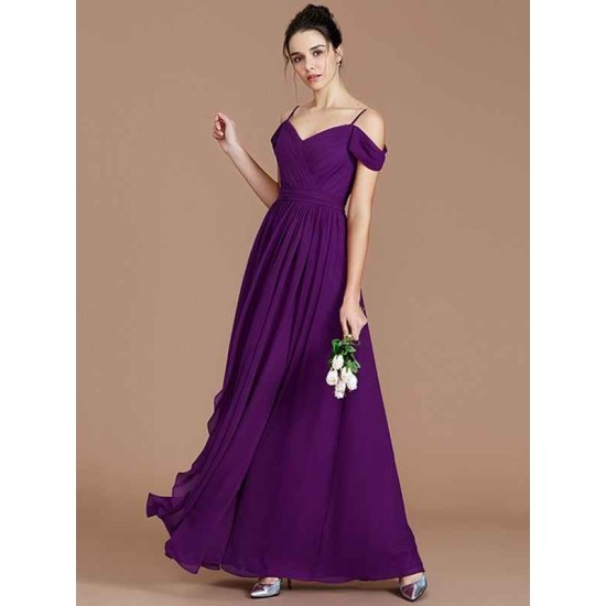 Charming Off-the-Shoulder Sleeveless Ruched Chiffon Bridesmaid Dresses
