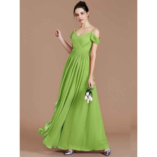 Charming Off-the-Shoulder Sleeveless Ruched Chiffon Bridesmaid Dresses