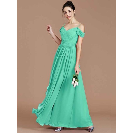 Charming Off-the-Shoulder Sleeveless Ruched Chiffon Bridesmaid Dresses