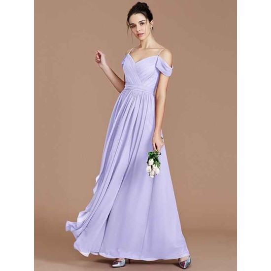 Charming Off-the-Shoulder Sleeveless Ruched Chiffon Bridesmaid Dresses