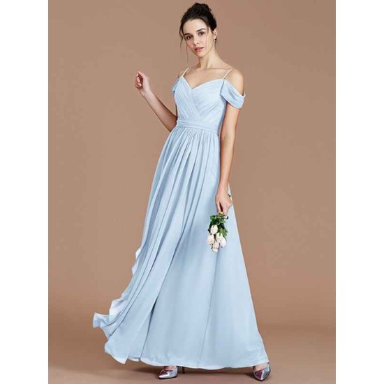 Charming Off-the-Shoulder Sleeveless Ruched Chiffon Bridesmaid Dresses