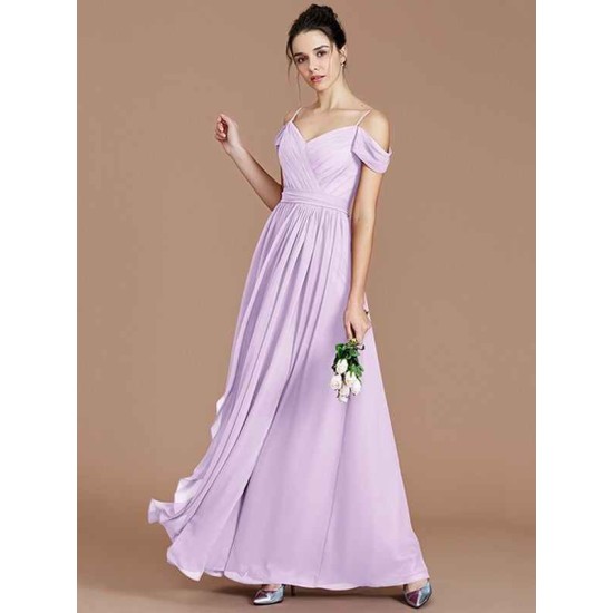 Charming Off-the-Shoulder Sleeveless Ruched Chiffon Bridesmaid Dresses