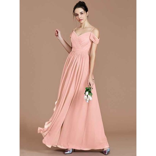 Charming Off-the-Shoulder Sleeveless Ruched Chiffon Bridesmaid Dresses