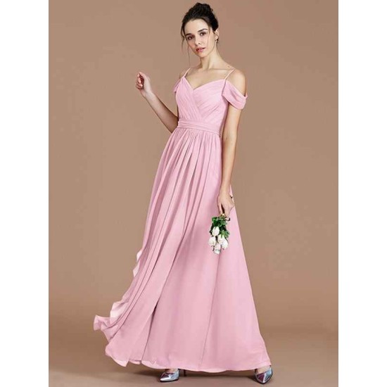 Charming Off-the-Shoulder Sleeveless Ruched Chiffon Bridesmaid Dresses