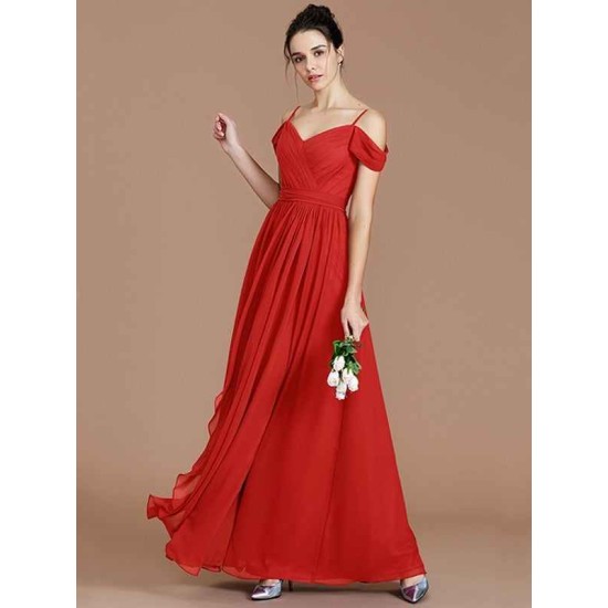 Charming Off-the-Shoulder Sleeveless Ruched Chiffon Bridesmaid Dresses