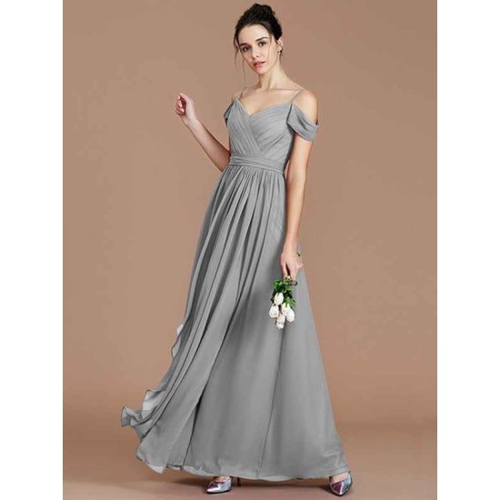 Charming Off-the-Shoulder Sleeveless Ruched Chiffon Bridesmaid Dresses