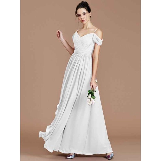 Charming Off-the-Shoulder Sleeveless Ruched Chiffon Bridesmaid Dresses