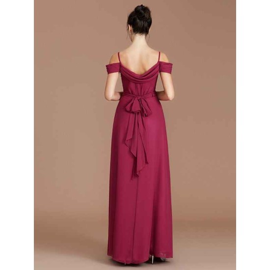 Charming Off-the-Shoulder Sleeveless Ruched Chiffon Bridesmaid Dresses