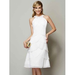 Modern Bateau Sleeveless Beading Short Chiffon Bridesmaid Dresses
