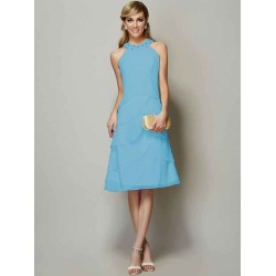 Modern Bateau Sleeveless Beading Short Chiffon Bridesmaid Dresses