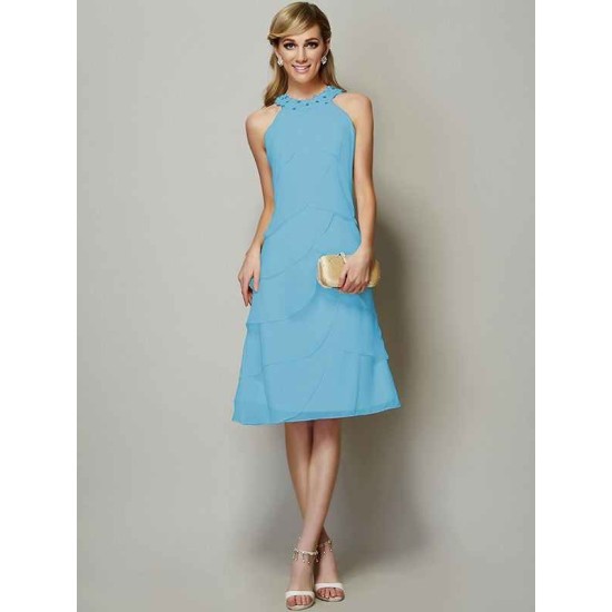 Modern Bateau Sleeveless Beading Short Chiffon Bridesmaid Dresses