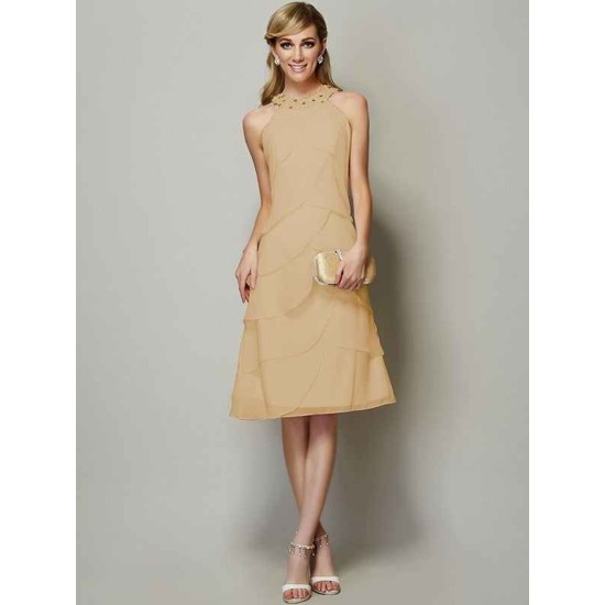 Modern Bateau Sleeveless Beading Short Chiffon Bridesmaid Dresses