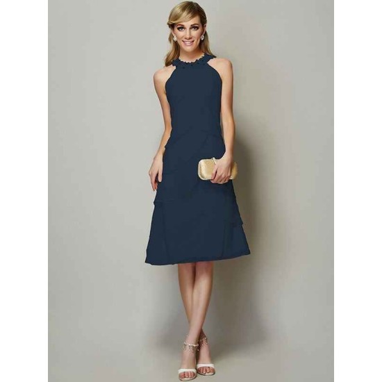 Modern Bateau Sleeveless Beading Short Chiffon Bridesmaid Dresses
