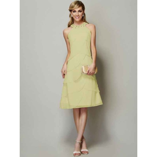 Modern Bateau Sleeveless Beading Short Chiffon Bridesmaid Dresses