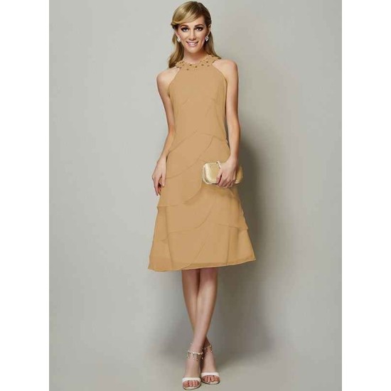 Modern Bateau Sleeveless Beading Short Chiffon Bridesmaid Dresses