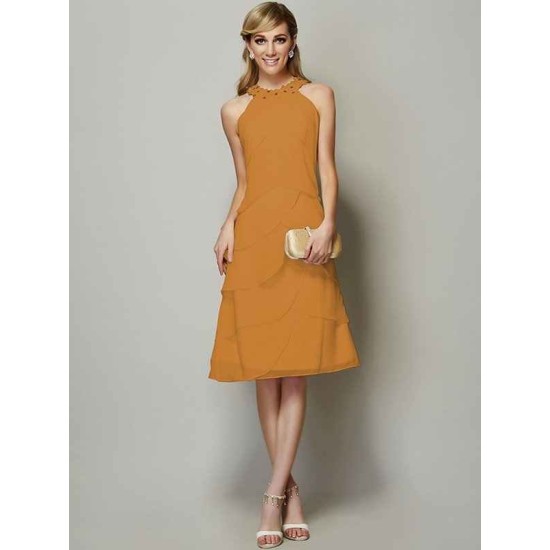 Modern Bateau Sleeveless Beading Short Chiffon Bridesmaid Dresses