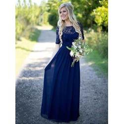 Chic 1/2 Sleeves Chiffon Bridesmaid Dresses