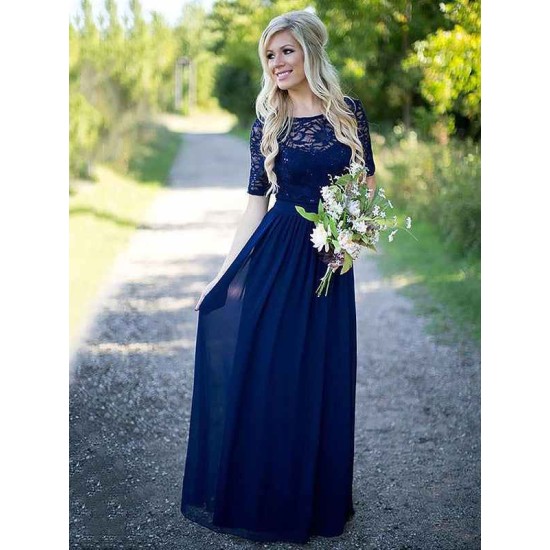 Chic 1/2 Sleeves Chiffon Bridesmaid Dresses