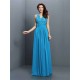 V-Neck Elegant Applique Sleeveless Long Chiffon Bridesmaid Dresses
