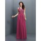 V-Neck Elegant Applique Sleeveless Long Chiffon Bridesmaid Dresses