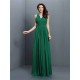 V-Neck Elegant Applique Sleeveless Long Chiffon Bridesmaid Dresses