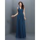 V-Neck Elegant Applique Sleeveless Long Chiffon Bridesmaid Dresses