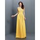 V-Neck Elegant Applique Sleeveless Long Chiffon Bridesmaid Dresses