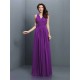 V-Neck Elegant Applique Sleeveless Long Chiffon Bridesmaid Dresses