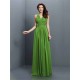 V-Neck Elegant Applique Sleeveless Long Chiffon Bridesmaid Dresses