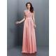 V-Neck Elegant Applique Sleeveless Long Chiffon Bridesmaid Dresses