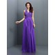 V-Neck Elegant Applique Sleeveless Long Chiffon Bridesmaid Dresses