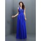 V-Neck Elegant Applique Sleeveless Long Chiffon Bridesmaid Dresses